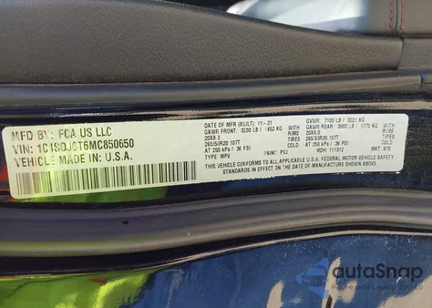 2021 Dodge Durango R/T Awd from USA, damaged, VIN 1C4SDJCT6MC850650